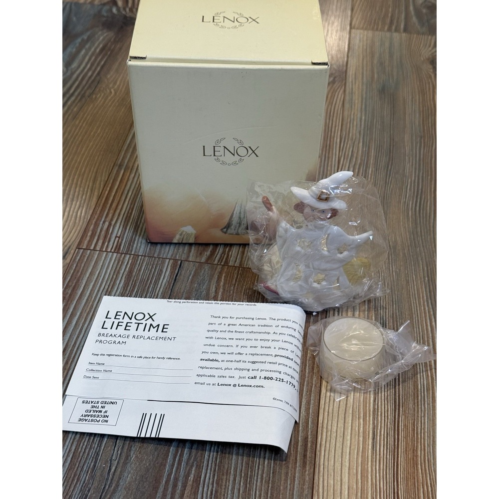 NEW Lenox Flying Witch Tealight 4.5" Halloween Candle Holder In Box
